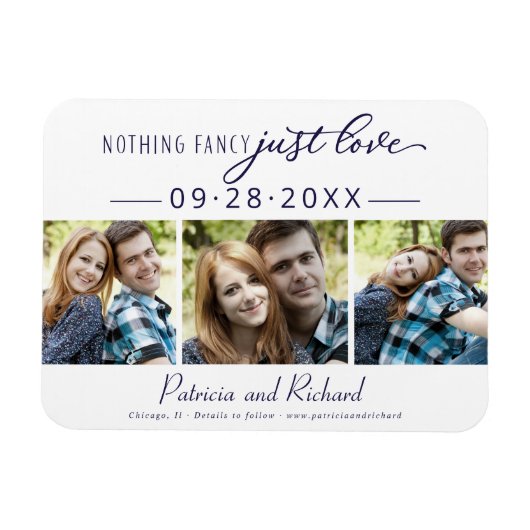 Nichts Extravagant Nur Liebe Save the Date 3 Foto Magnet (Horizontal)
