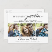 Nichts Extravagant Nur Liebe Save the Date 3 Foto Postkarte (Vorne/Hinten)