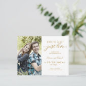 Nichts Extravagant nur Liebe Save the Date Foto Postkarte (Stehend Vorderseite)