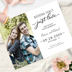 Nichts Extravagant nur Liebe Save the Date Foto Postkarte