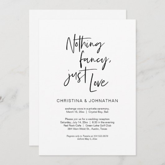 Nichts Extravagant, nur Liebe, Schwarz, Eloption Einladung (Vorne/Hinten)