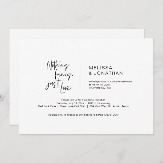 Nichts Extravagant, nur Liebe, Schwarz, Eloption Einladung (Vorne/Hinten)