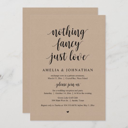 Nichts Extravagant, nur Liebe, Schwarz, Eloption P Einladung (Vorne/Hinten)