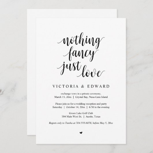 Nichts Extravagant, nur Liebe, Schwarz, Eloption P Einladung (Vorne/Hinten)