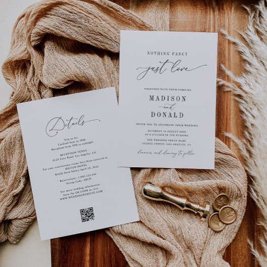 nichts extravagant nur Liebe Schwarz-Weiß-Hochzeit Einladung