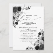 Nichts Extravagant nur Liebe Schwarze Blume Hochze Einladung (Vorderseite)