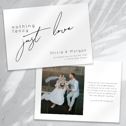 Nichts Extravagant nur Liebe Script Foto Hochzeit Ankündigung