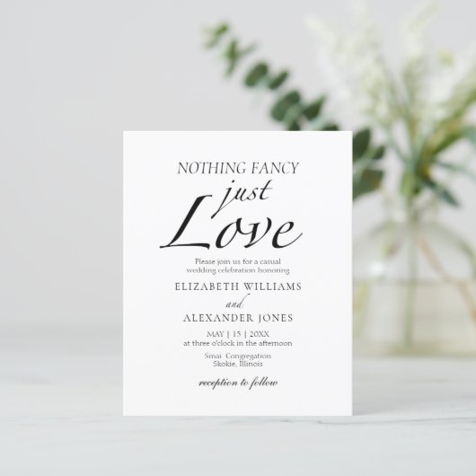 Nichts Extravagant nur Liebe Script Hochzeitseinla (Stehend Vorderseite)