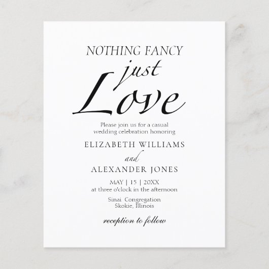 Nichts Extravagant nur Liebe Script Hochzeitseinla (Vorderseite)