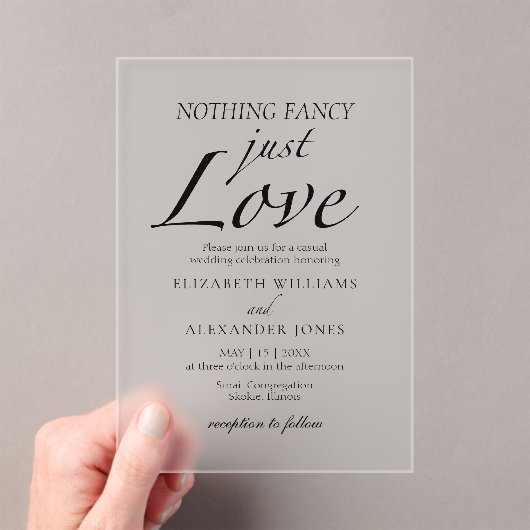 Nichts Extravagant nur Liebe Script Minimalistisch Acryleinladungen (Insitu (Handheld))