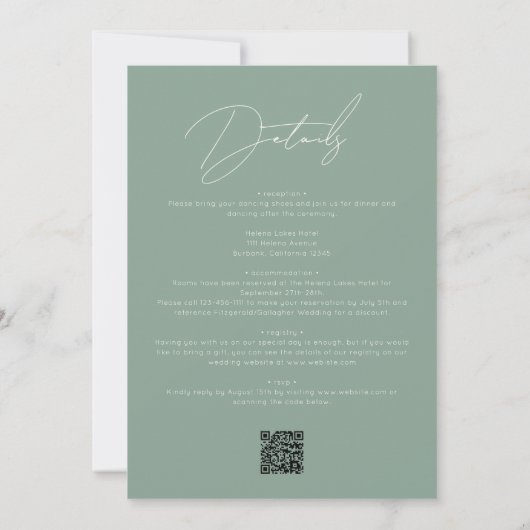 Nichts Extravagant nur Liebe Script QR Code Hochze Einladung (Rückseite)