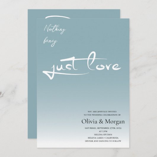 Nichts Extravagant nur Liebe Script QR Code Hochze Einladung (Vorne/Hinten)