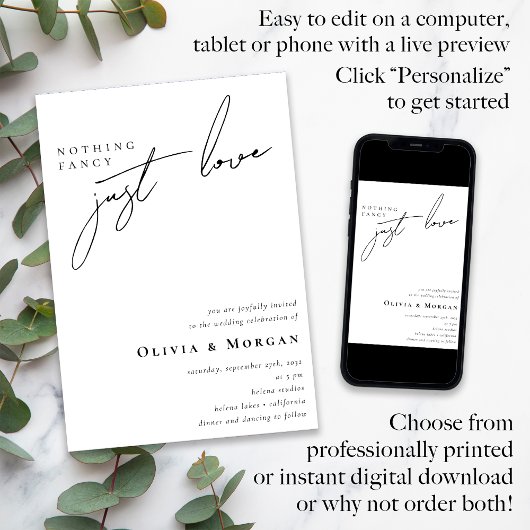 Nichts Extravagant nur Liebe Script QR Code Hochze Einladung