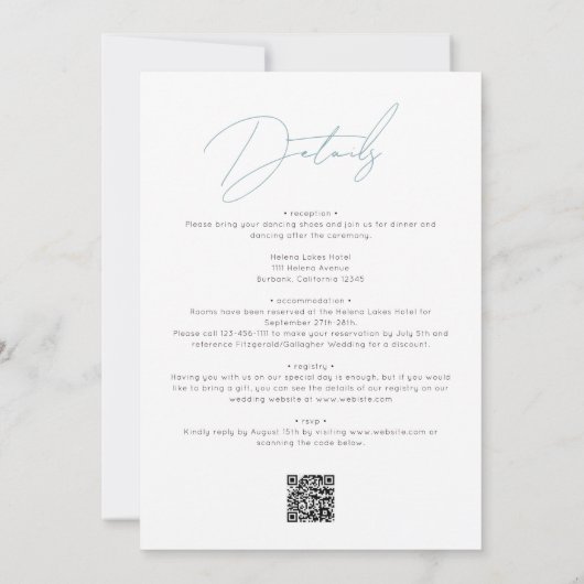 Nichts Extravagant nur Liebe Script QR Code Hochze Einladung (Rückseite)