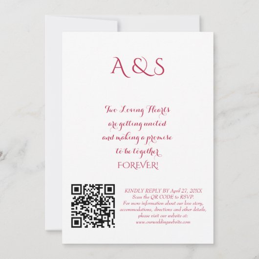 Nichts Extravagant nur Liebe Script Rosa Magenta F Einladung (Rückseite)