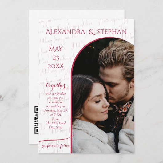 Nichts Extravagant nur Liebe Script Rosa Magenta F Einladung (Vorne/Hinten)