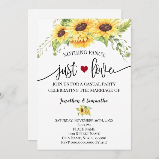 Nichts Extravagant nur Liebe Sonnenblumen Einladun Save The Date (Vorne/Hinten)