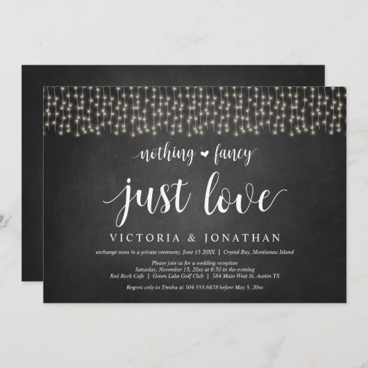 Nichts Extravagant, nur Liebe, String Light, Elopt Einladung (Vorne/Hinten)