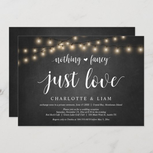 Nichts Extravagant, nur Liebe, String Light, Elopt Einladung (Vorne/Hinten)
