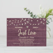 Nichts Extravagant nur Liebe String Lights Burgund Einladung (Stehend Vorderseite)
