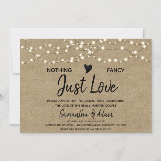 Nichts Extravagant, nur Liebe String Lights Kraftp Einladung (Vorderseite)