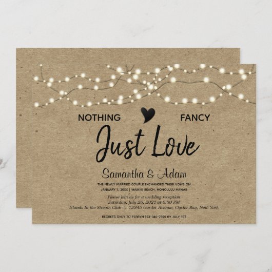 Nichts Extravagant, nur Liebe String Lights Kraftp Einladung (Vorne/Hinten)