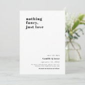 Nichts extravagant nur Liebe trendy Wedding Einlad Einladung (Stehend Vorderseite)