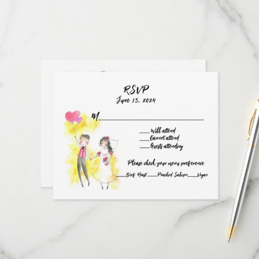 Nichts extravagant nur Liebe und offene Bar RSVP Karte (Vorderseite/Rückseite Beispiel)