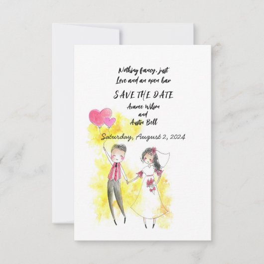 Nichts extravagant nur Liebe und offene Bar Save The Date (Vorderseite)