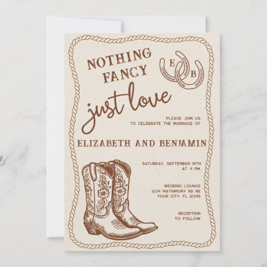 Nichts Extravagant nur Liebe Western Horseshoe Hoc Einladung (Vorderseite)