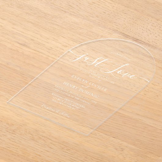 Nichts Extravagant nur Liebe Whimsical Script Hoch Acryleinladungen (Ablage )