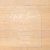 Nichts Extravagant nur Liebe Whimsical Script Hoch Acryleinladungen (Vorderseite)