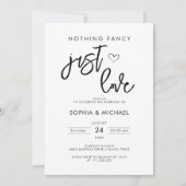 Nichts Extravagant nur Liebe White Black Wedding Einladung (Vorderseite)