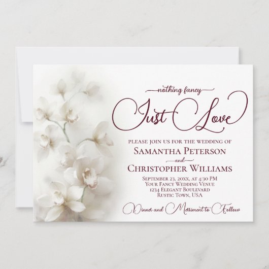 Nichts Extravagant nur Liebe White Orchids Hochzei Einladung (Vorderseite)