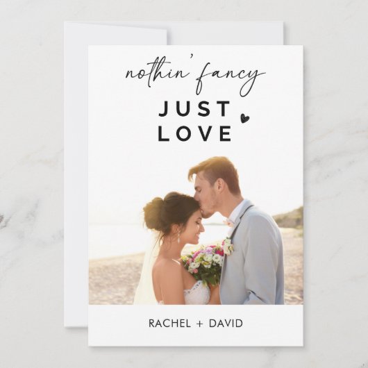 Nichts Extravagant nur Liebe, wir haben das Elopem Einladung (Vorderseite)