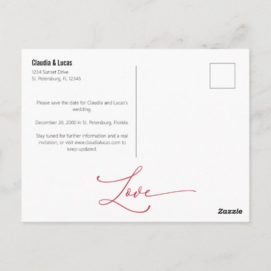 Nichts Extravagant Save the Date Postkarte (Rückseite)