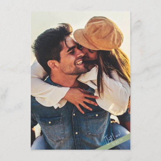 Nichts Extravagantes Blatt Grün Lässige Hochzeitsd Begleitkarte (Rückseite)