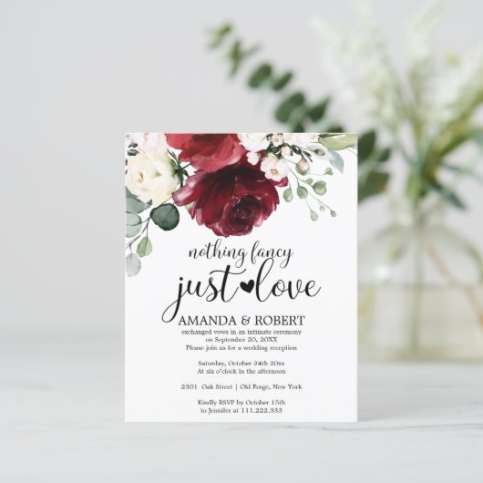 Nichts Extravagantes Budget Hochzeitseinladungen (Stehend Vorderseite)