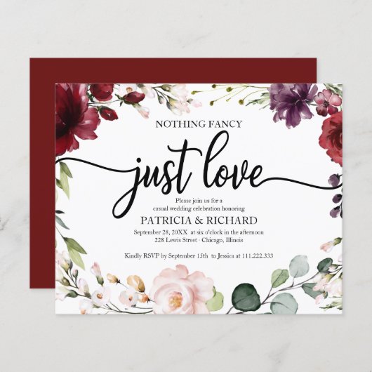 Nichts Extravagantes Budget Hochzeitseinladungen B (Vorne/Hinten)