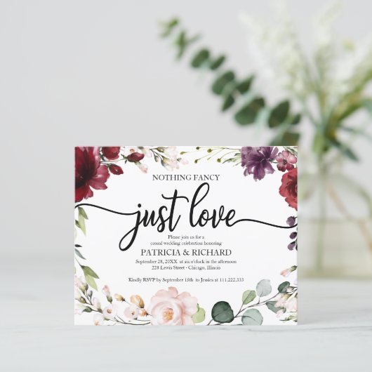 Nichts Extravagantes Budget Hochzeitseinladungen B (Stehend Vorderseite)