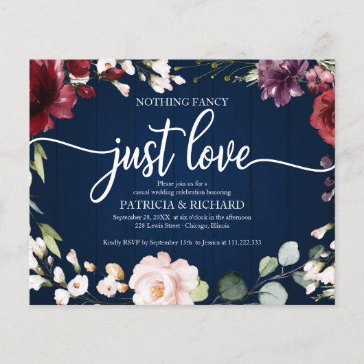 Nichts Extravagantes Budget rustikale Hochzeitsein (Vorderseite)