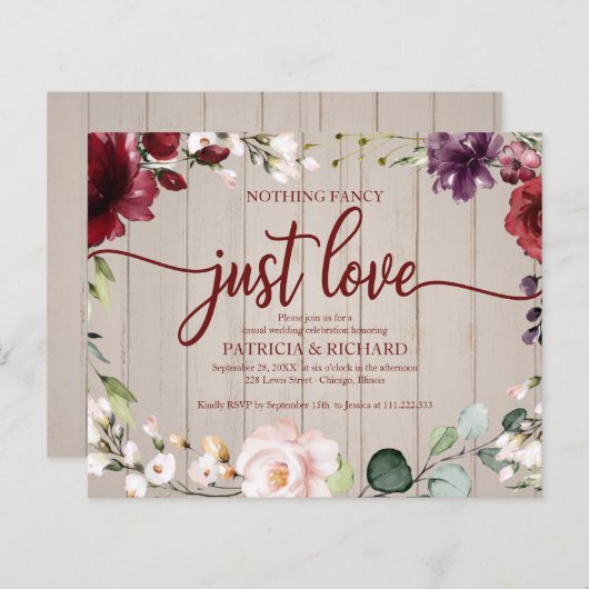 Nichts Extravagantes Budget rustikale Hochzeitsein (Vorne/Hinten)