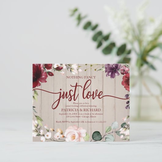 Nichts Extravagantes Budget rustikale Hochzeitsein (Stehend Vorderseite)