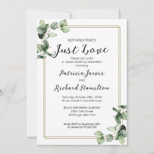 Nichts Extravagantes Goldrahmen Grün Hochzeit Einladung