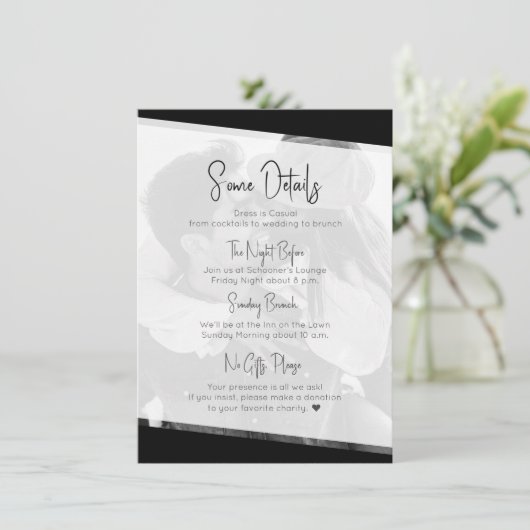 Nichts Extravagantes Modernes, Lässiges Hochzeitsd Begleitkarte (Stehend Vorderseite)