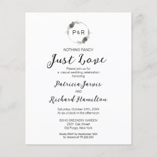 Nichts Extravagantes Mongram Budget Hochzeitseinla