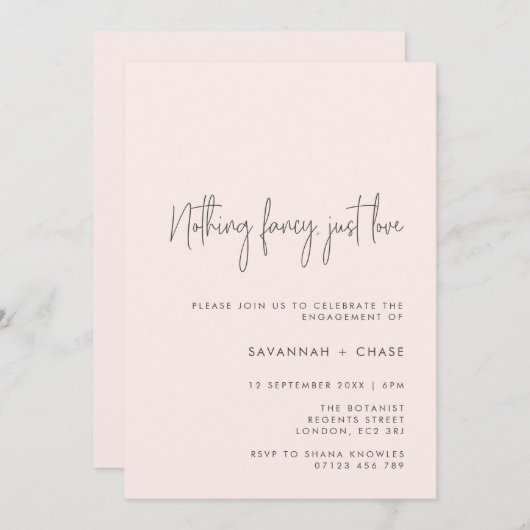 Nichts Extravagantes nur, Liebe zu verschleiern En Einladung (Vorne/Hinten)