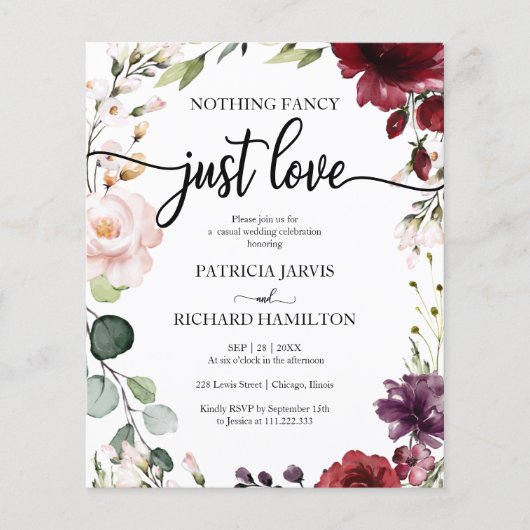 Nichts Extravagantes, preiswertes Hochzeitsempfang (Vorderseite)