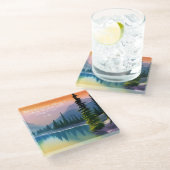 Nichts fehlt an Zen Zitat Friedliche Seenlandschaf Glasuntersetzer (Schrägansicht)