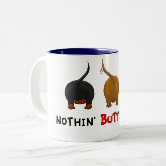 Nichts Hintern-Dackel-Tasse Zweifarbige Tasse (Vorderseite Links)
